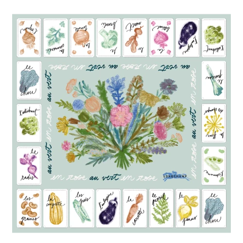 Silk scarf 50x50 Pink and Green
