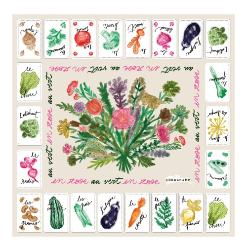 Silk scarf 50x50 Pink and Green