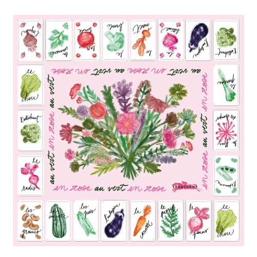 Silk scarf 50x50 Pink and Green