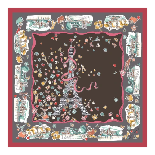 Silk scarf 50x50 Equestrian Tower