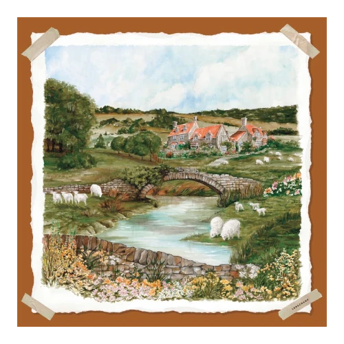 Silk scarf 70x70 Pastoral Beauty