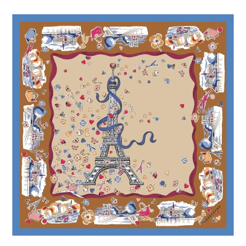 Silk scarf 50x50 Equestrian Tower