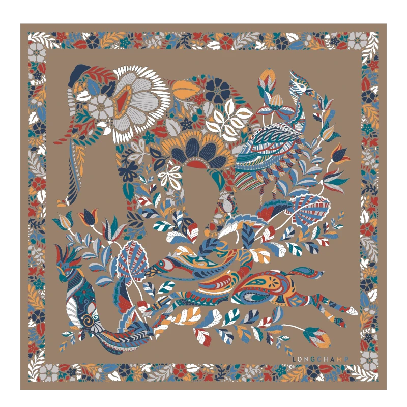 Silk scarf Square 50 FORET Accessories Longchamp Paris Longchamp Hellas