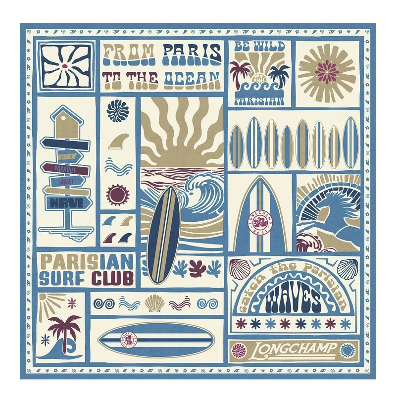 Silk scarf 90 Parisian Surf Club