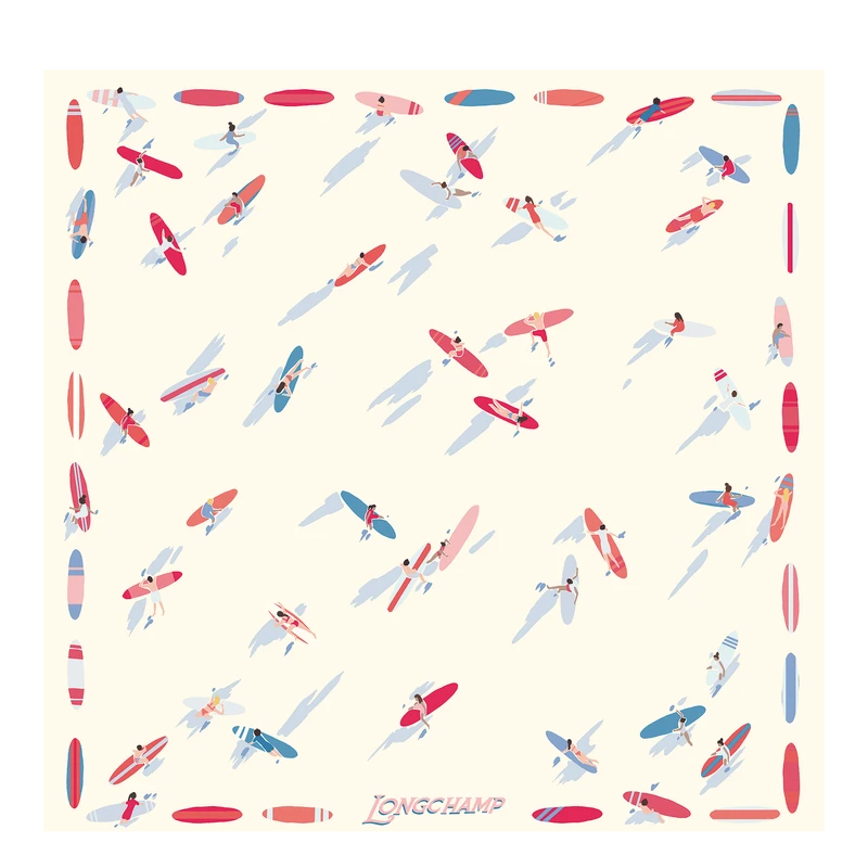 Silk scarf 50 En Attendant la Vague